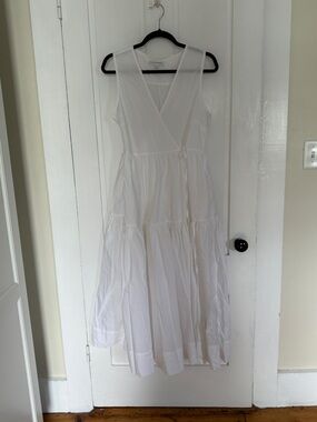 Sleeveless White Wrap Maxi Dress